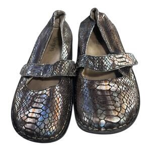 Alegria Feliz Metallic Snake Print Mary Jane Shoes Size 39 (9 US)